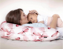 La Bebe™ Rich Maternity Pillow Art.8957 Roses Pastel Gray Подкова для сна, кормления малыша 30x104 cm