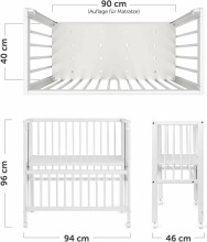 „Fillikid“ lovos lovelė „Cocon Art.533-05“ Baltoji vaikų medinė lova 90 х 40 cm