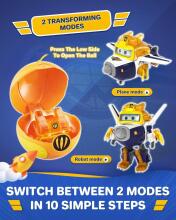 Super Wings Transforming Paul Art.EU760965 Transformējoša lidmašīna un spēka bumbas rotaļlieta, 12,3 cm