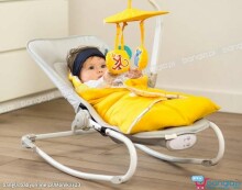 KinderKraft'18 Felio Art.KKKFELIYEL0000 Geltona Stilinga kūdikio supamoji kėdė su muzika ir vibracija