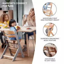 KinderKraft Enock Art.92567 White  Koka barošanas krēsls