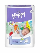 Happy Start Newborn Детские подгузники 1 размер от 2-5 кг,42 шт.