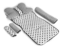 La bebe™ Minky+Cotton Stroller Mat Set Art.95230 Black&White Dots Комплект вкладышей  для коляски с пледиком