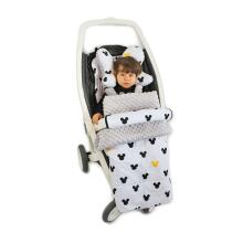 La bebe™ Minky+Cotton Stroller Mat Set Art.95230 Black&White Dots Комплект вкладышей  для коляски с пледиком