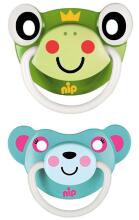 Nip Funny Animal Art.22399 Силиконовая пустышка ортодонтической формы 2 шт. , 5-18м