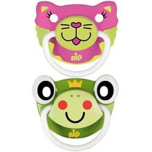 Nip Funny Animal Art.22399 Силиконовая пустышка ортодонтической формы 2 шт. , 5-18м