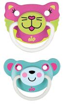 Nip Funny Animal Art.22399 Силиконовая пустышка ортодонтической формы 2 шт. , 5-18м
