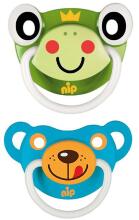 Nip Funny Animal Art.22399 Силиконовая пустышка ортодонтической формы 2 шт. , 5-18м