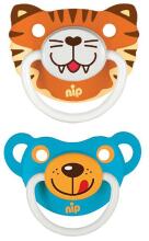 Nip Funny Animal Art.22399 Силиконовая пустышка ортодонтической формы 2 шт. , 5-18м