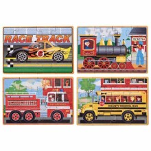 Melissa&Doug Puzzles Box Vehicles  Art.13794  Деревянный развивающий пазл для малышей в коробочке