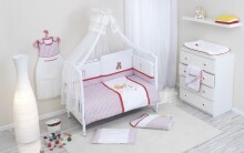 NINO-ESPANA  Bērnu gultas veļas kokvilnas komplekts Canguro Red komplekts '6 + 1'