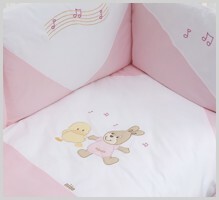 NINO-ESPANA Vaikiškos lovatiesės medvilnės komplektas 'Baile Pink' 3 + 1