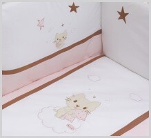 NINO-ESPANA Bernu gultas veljas kokvilnas komplekts 'Gatito Pink' 3+1