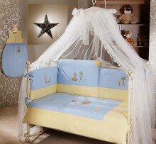 FERETTI - Bērnu gultas veļas komplekts  'Giraffe Blue Prestige'  TRIO 3