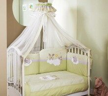 FERETTI - Bērnu gultas veļas komplekts 'Rabbit Green Premium' TRIO 3 