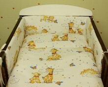 Kokvilnas gultas veļas komplekts no 4 daļām Žirafe ar  lācīti K014 / K015