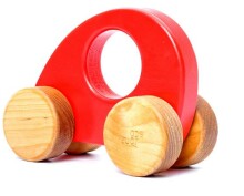 Детская деревянная игрушечная красная  машинка  SI-12005