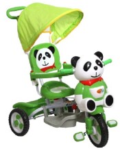 Interaktyvus vaikiškas triratukas „Babymix ET-A23-2“ (žalias) su stogu ir rankenos panda