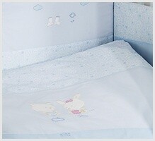 NINO-ESPANA Bernu gultas veljas kokvilnas komplekts 'El Amor Blue' 3+1