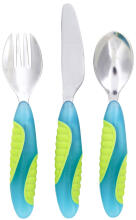 Muchkin 11036  Mightygrip Cutlery Metal -Galda piederumu komplekts karote, dakšiņa un nazis