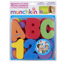 Munchkino menas. 011108 36 Raidės ir skaičiai-pastelinės vonios lipdukų raidės ir skaičiai