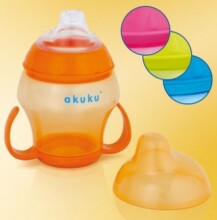 „Akuku A0171“ puodelis kūdikiams nuo 4 mėnesių amžiaus su minkštu dangteliu (Pažeista pakuotė)