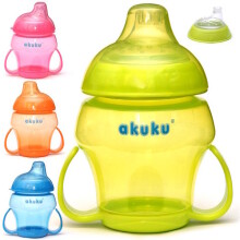 „Akuku A0171“ puodelis kūdikiams nuo 4 mėnesių amžiaus su minkštu dangteliu (Pažeista pakuotė)