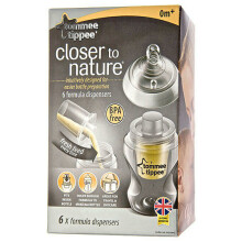 Tommee Tippee 43136271 Closer to Nature 6 milk powder dispenser trauciņi piena glabāšanai
