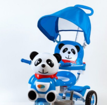 Babymix ET-A23-2 interaktīvs bērnu trīsritenis ar jumtiņu un rokturi panda