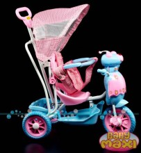 Baby Maxi HIT The Bee Art. 32550 Blue&Pink интерактивный детский трехколесный велосипед с навесом (757)