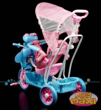 Baby Maxi HIT The Bee Art. 32550 Blue&Pink интерактивный детский трехколесный велосипед с навесом (757)