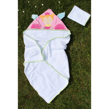 Baby Calin Art.ROU303102 Kūdikio kilpinis rankšluostis su gobtuvu + medvilninė pirštinė 80x80 cm