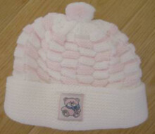 Baby Aliap 417119 - детская вязаная шапочка белая с розовым 39/41 разм.