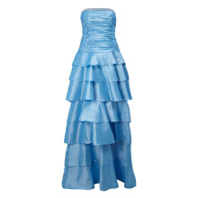 Fashion Strapless Blue Tierred Maxi Dress