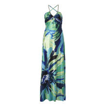 MORGAN & CO Ladies Backless Lime Silk Print Hailey Logan Dress