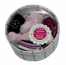 SOXO Baby Gift Set 2907 Подарочный набор 0-24м. Хлопковые стильные носки 3 пары + игрушка