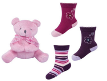 SOXO Baby Gift Set 2907 Подарочный набор 0-24м. Хлопковые стильные носки 3 пары + игрушка