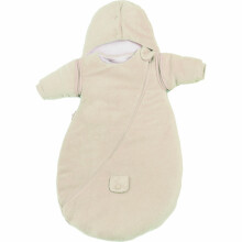 Baby Calin BBC610005 Ecru Reguliuojamas kūdikio miegmaišis su gobtuvu ir rankovėmis 0 + m