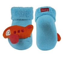 SOXO Baby Art.72725  AntiSlip ABS zeķītes stilīgām 3D aplikācijām un grabulīti 0-12