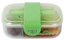 Munchkin 11402 Click Lock™ Bento Mealtime Set Контейнер с делениями для хранения питания с крышкками,ложкой и вилкой