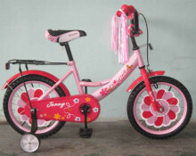 Baby Mix Art.UR-777G-12 Pink  Детский двухколесный велосипед с дополнительными педалями и пищалкой