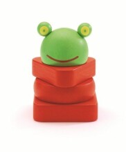 DJECO Attīstoša koka rotaļlieta - piramīda Froggy Trio DJ06396