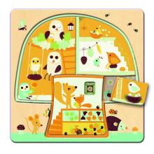 DJECO Wooden Puzzles 3 Layers Pazzles Развивающий пазл Chez - nut DJ01481