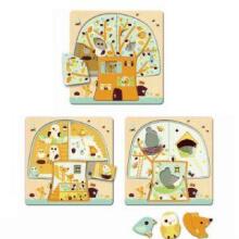 DJECO Wooden Puzzles 3 Layers Pazzles Развивающий пазл Chez - nut DJ01481
