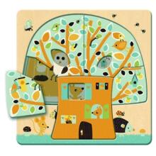 DJECO Wooden Puzzles 3 Layers Pazzles Развивающий пазл Chez - nut DJ01481