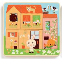 DJECO Wooden Puzzles 3 Layers Pazzles Развивающий пазл Chez - carot DJ01480