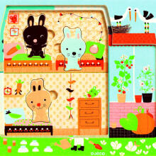 DJECO Wooden Puzzles 3 Layers Pazzles Развивающий пазл Chez - carot DJ01480