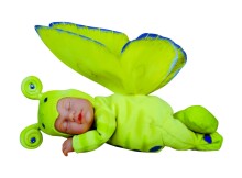 Anne Geddes Кукла авторская Спящий младенец бабочка лайм ,30 см, AN 579117