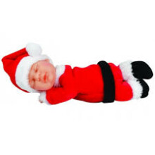 Anne Geddes  Art.579126 Кукла авторская Спящий младенец Санта Клаус 20 см