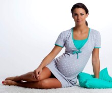 Dobranocka 4044 Ночная рубашка для беременных / кормления Sky Blue
